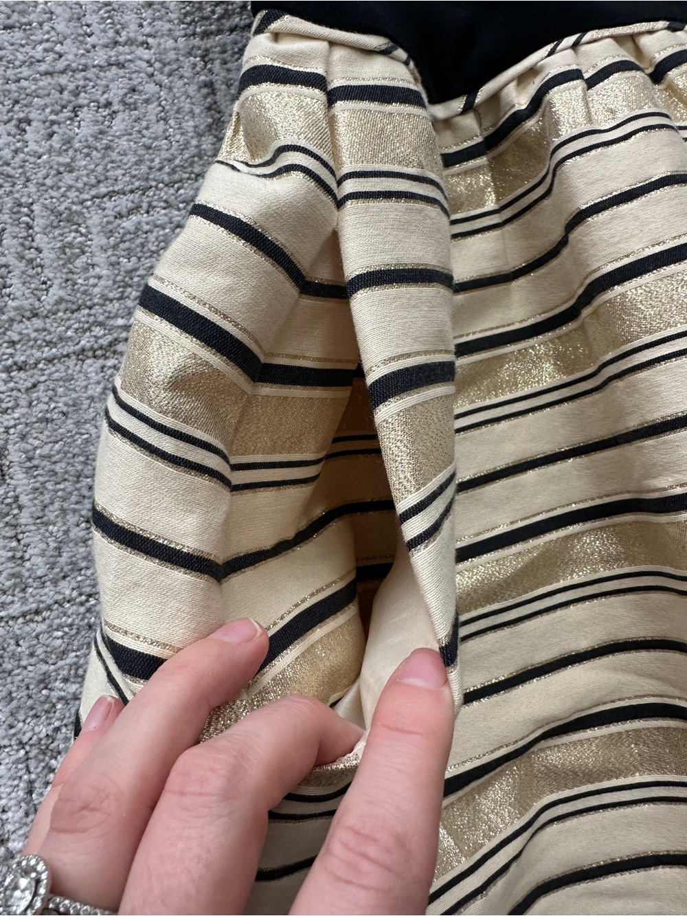 J.Crew Sleeveless Skater Dress | Black & Gold Stripe Skirt | Size 6 - Picture 12 of 14